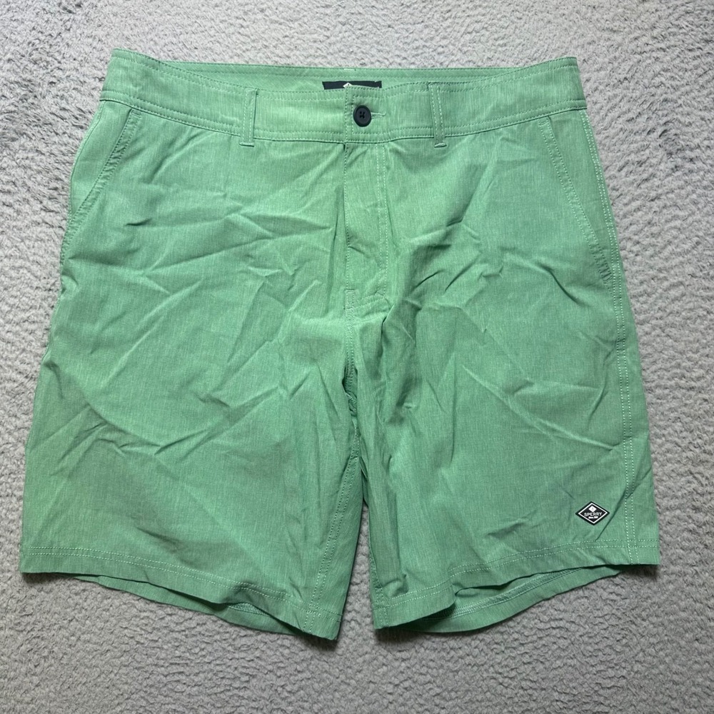 Sperry‎ Mens Hybrid Board Shorts Green Heather Stretch Swim Trunks Size Large